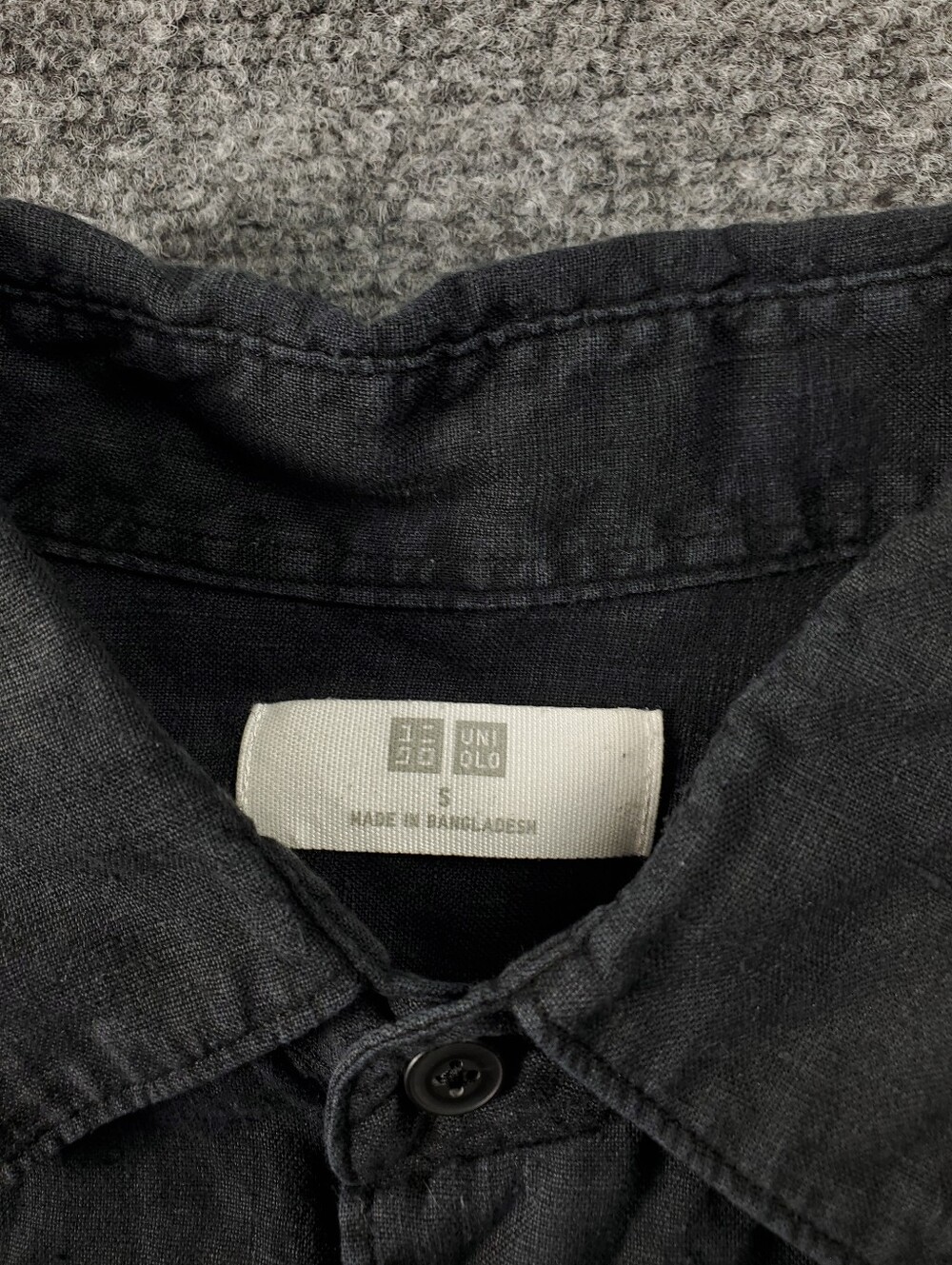 Uniqlo 100% Linen Shirt Mens Small Long Sleeve Black Button Up Summer Breathable - Picture 4 of 8